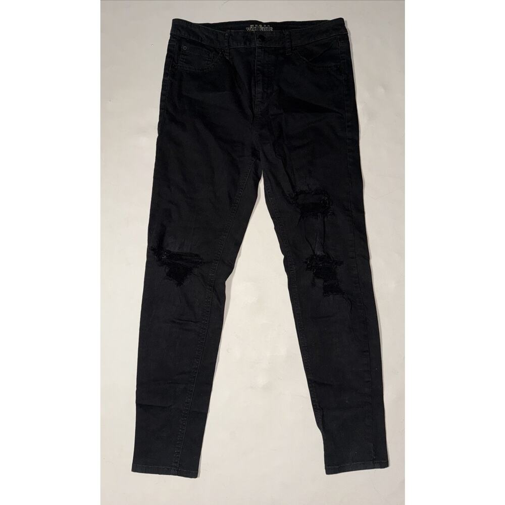Wild Fable Jeans Womens Size 10 Denim Black High Rise Ripped Stretch 5 Pocket